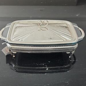 Silver-Plated Rectangular Serving Dish with Lid